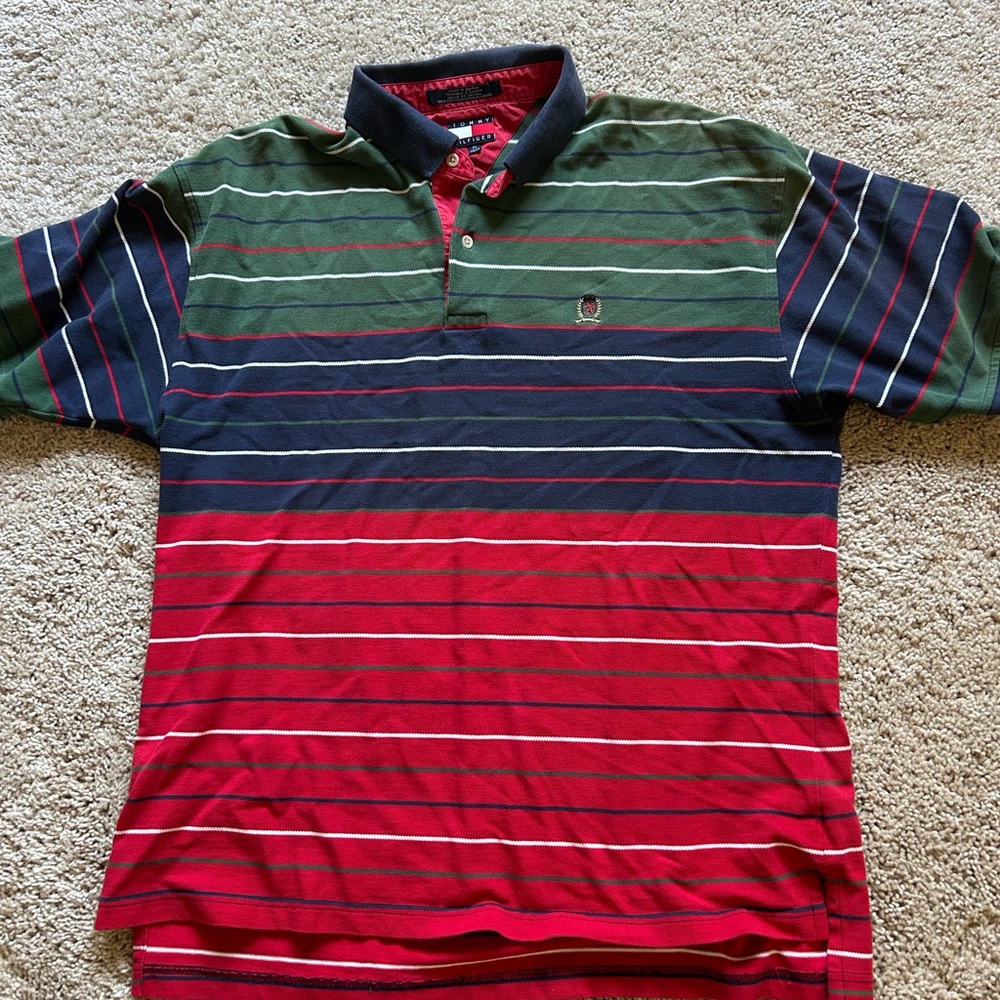 Vintage Tommy Hilfiger Multicolor Striped Polo Shirt